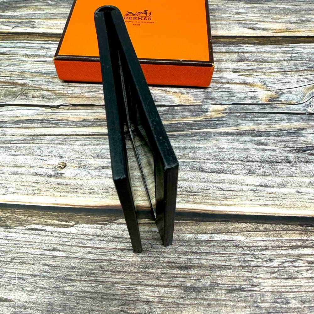 Hermès Solid Leather Double Sided Pocket Mirror with box​